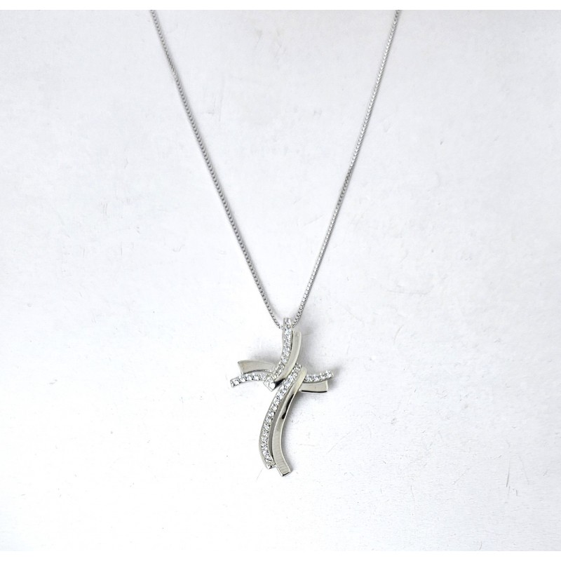 Collana Donna Gioja Argento CCD32 In Argento Con Croce Stilizzata E Zirconi