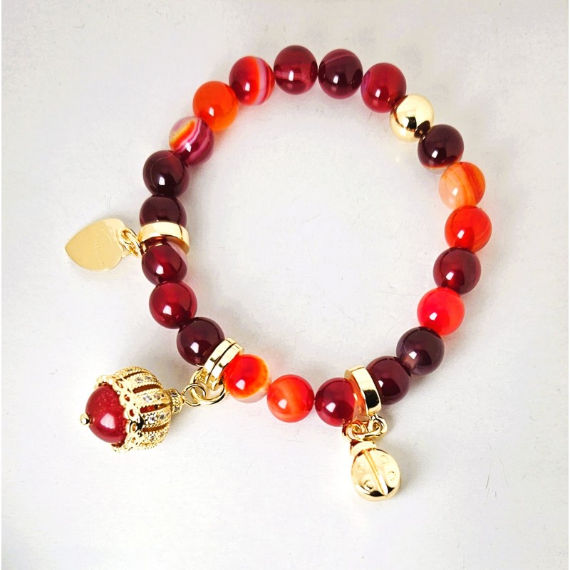 Bracciale Elastico Donna Gisel G-KABR000 R Con Pietre Rosso Multicolore E Campanella