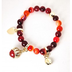 Bracciale Elastico Donna Gisel G-KABR000 R Con Pietre Rosso Multicolore E Campanella