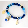 Bracciale Elastico Donna Gisel G-KABR000 B Con Pietre Blu Multicolore E Campanella