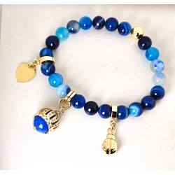 Bracciale Elastico Donna Gisel G-KABR000 B Con Pietre Blu Multicolore E Campanella
