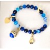 Bracciale Elastico Donna Gisel G-KABR000 B Con Pietre Blu Multicolore E Campanella