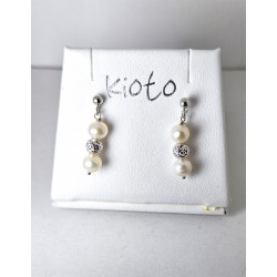 Orecchini Donna Kioto 361CORTO Pendenti In Oro Bianco Con Perle Coltivate