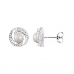 Orecchini Donna Lotus Silver LP3095-4/1 In Argento A Bottone Con Perla