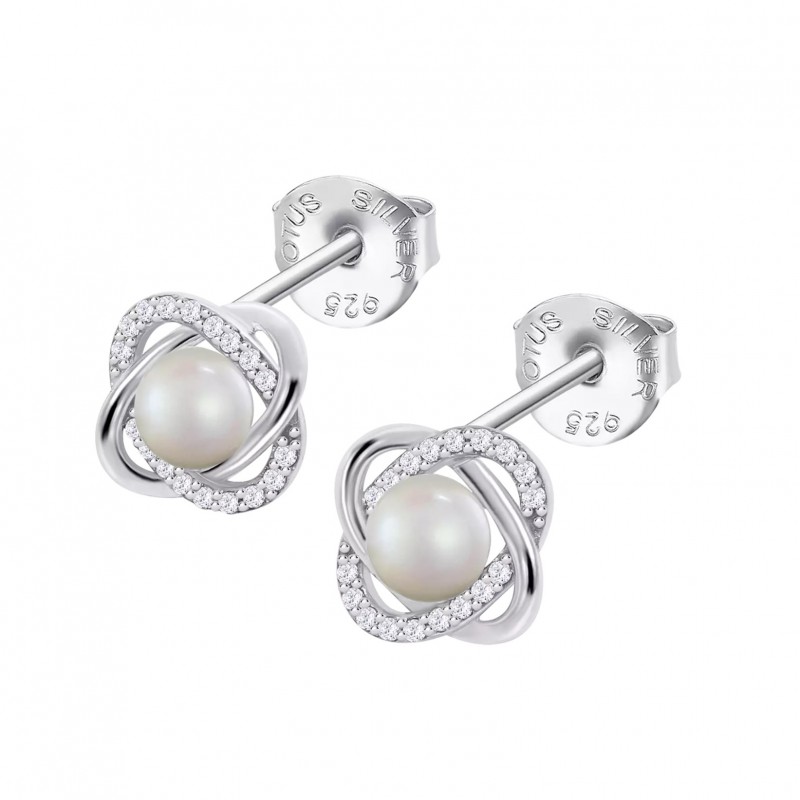 Orecchini Donna Lotus Silver LP3094-4/1 In Argento A Lobo Con Perla Bianca