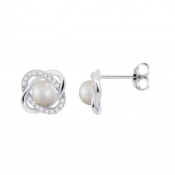 Orecchini Donna Lotus Silver LP3094-4/1 In Argento A Lobo Con Perla Bianca