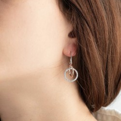 Orecchini Donna Lotus Silver LP1955-4/1 Pendenti Doppio Cerchio Con Zirconi