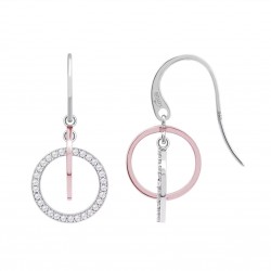Orecchini Donna Lotus Silver LP1955-4/1 Pendenti Doppio Cerchio Con Zirconi