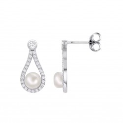 Orecchini Donna Lotus Silver LP3481-4/1 In Argento Con Perla Bianca E Zirconi