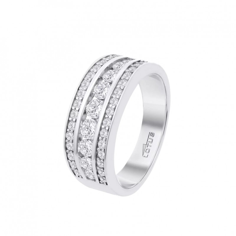 Anello Donna Lotus Silver LP3906-3/112 In Argento A Fascia Con Zirconi