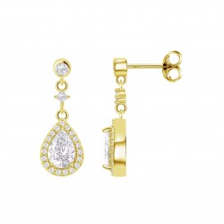 Orecchini Donna Lotus Silver LP1592-4/6 Pendenti In Argento Dorato Con Zirconi A Goccia