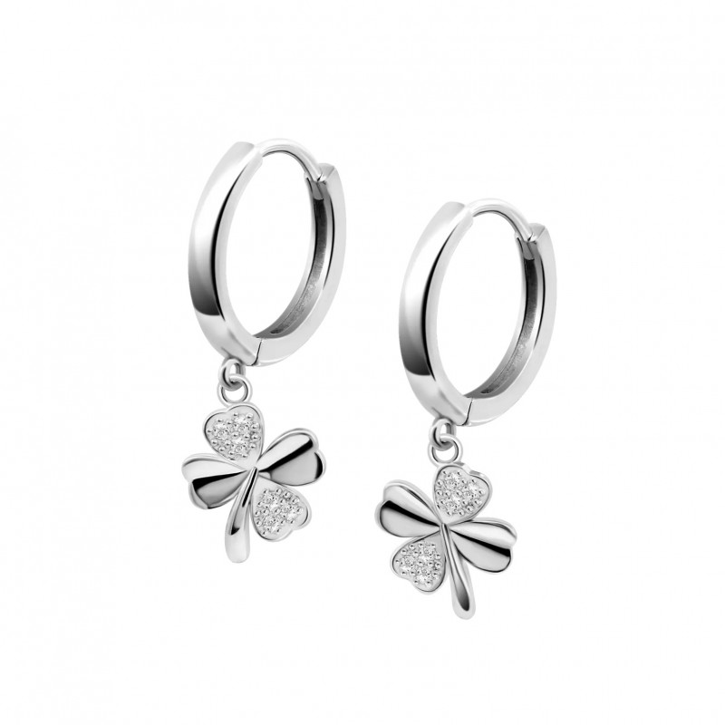 Orecchini Donna Lotus Silver LP3108-4/2 In Argento A Cerchio Con Quadrifoglio