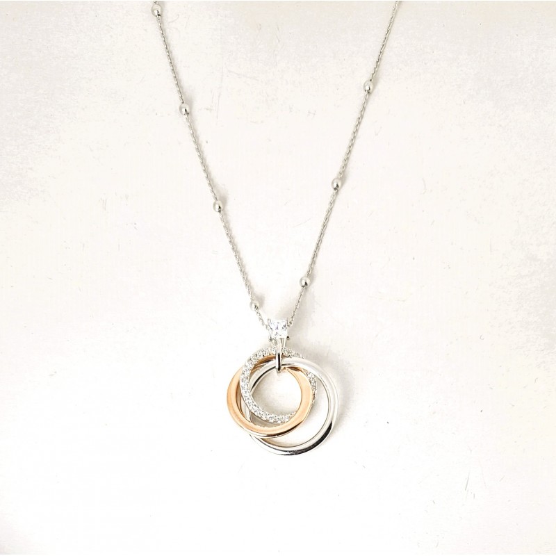 Collana Donna Lotus Silver LP3967-1/1 In Argento Con Pendente Cerchi E Zirconi