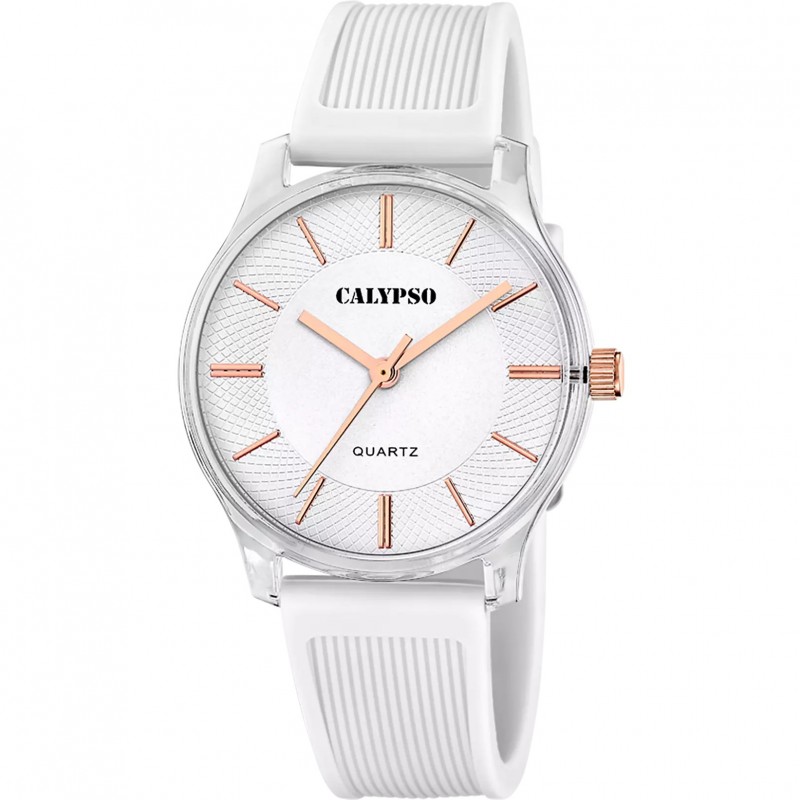 Orologio Donna Calypso K6085/1 Solo Tempo Con Cinturino Bianco