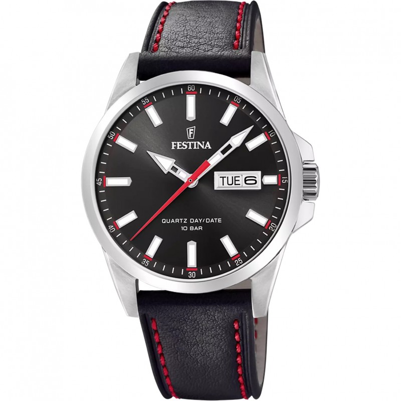 Orologio Uomo Festina F20358/4 Solo Tempo Con Cinturino Pelle Nera