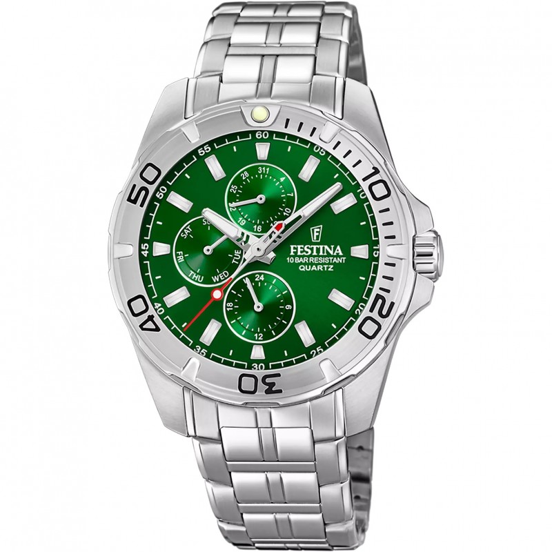 Orologio Uomo Multifunzione Festina F20445/7 In Acciaio Con Quadrante Verde