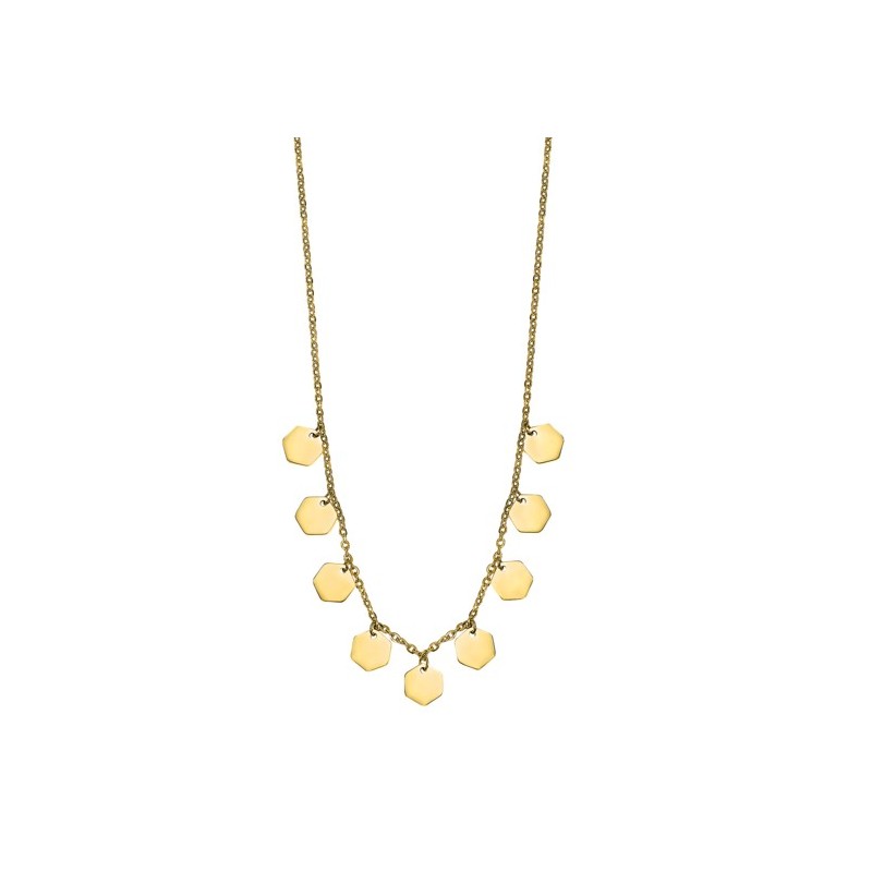 Collana Donna Lotus Style LS2669/1/2 In Acciaio Dorato Con Pendenti Esagonali