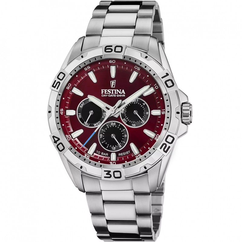 Orologio Uomo Multifunzione Festina F20623/9 In Acciaio Con Quadrante Rosso