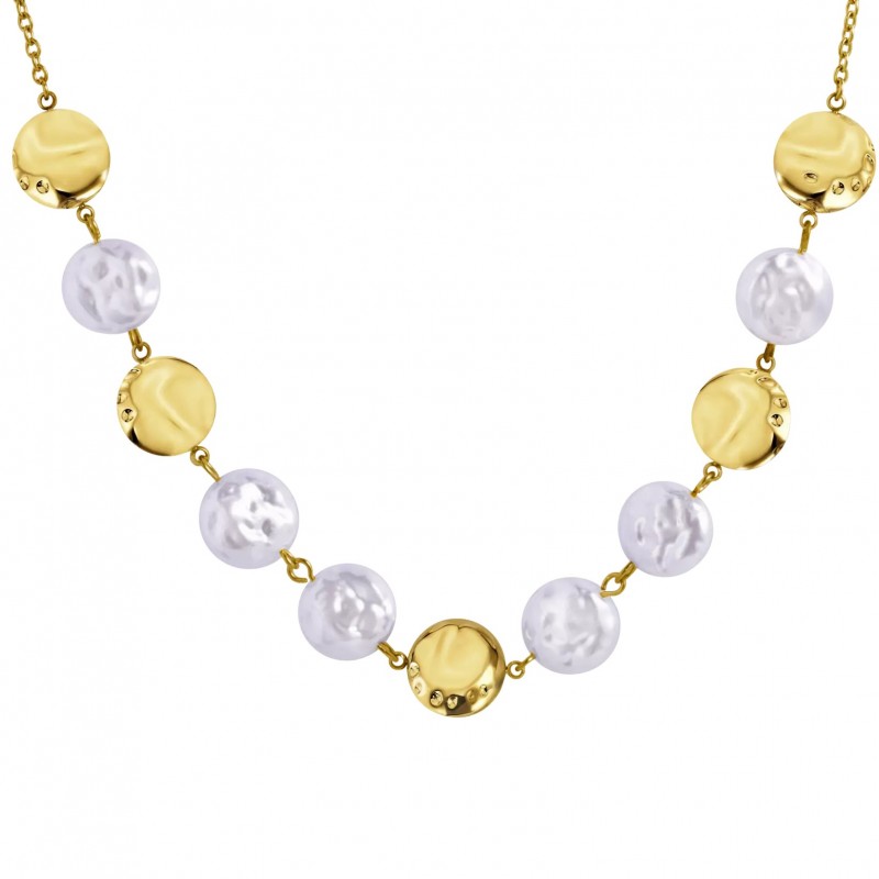 Collana Donna Lotus Style LS2714/1/1 In Acciaio Dorato Con Perle Bianche