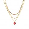 Collana Donna Lotus Style LS2691/1/1 In Acciaio Dorato A 3 Fili Con Pietre Multicolore