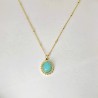 Collana Donna Lotus Style LS2767/1/1 In Acciaio Dorato Con Pietra Verde Chiaro