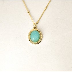 Collana Donna Lotus Style LS2767/1/1 In Acciaio Dorato Con Pietra Verde Chiaro