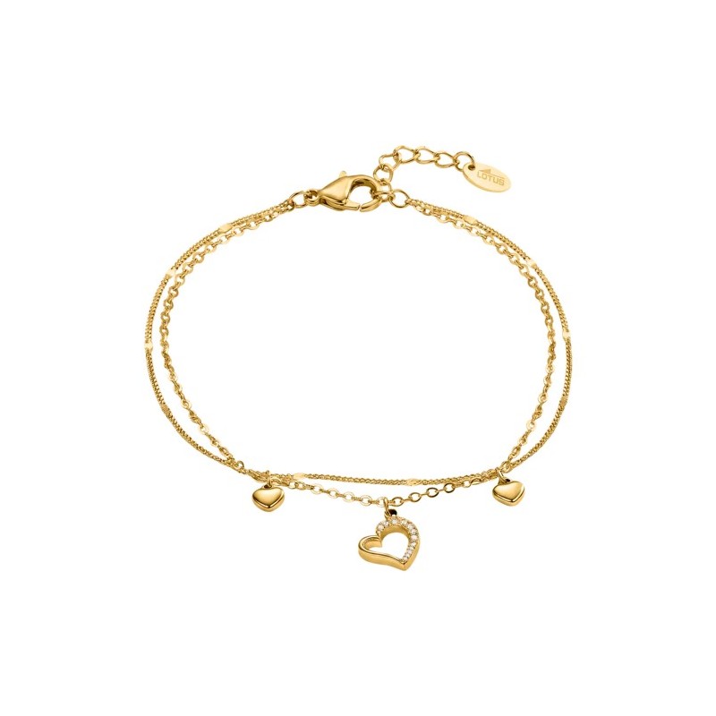 Bracciale Donna Lotus Style LS2776/2/2 Doppio Filo In Acciaio Dorato Con Cuori