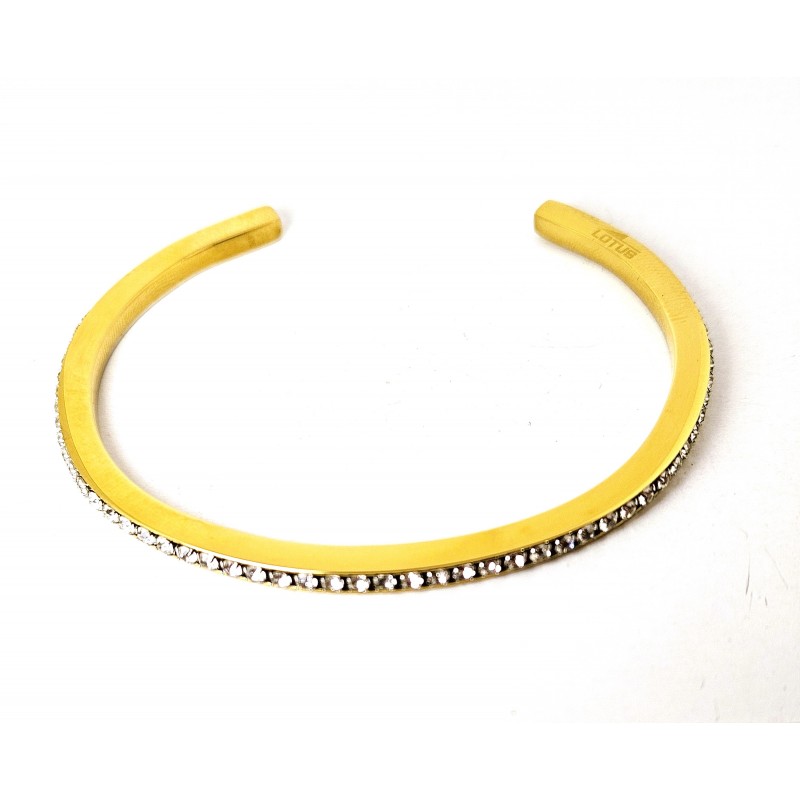Bracciale Donna Rigido Lotus Style LS2649/2/2 In Acciaio Dorato Con Zirconi