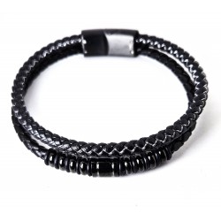 Bracciale Uomo Lotus Style LS2618/2/1 In Cuoio Nero A Doppio Filo