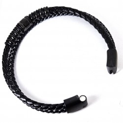 Bracciale Uomo Lotus Style LS2618/2/1 In Cuoio Nero A Doppio Filo