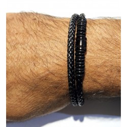 Bracciale Uomo Lotus Style LS2618/2/1 In Cuoio Nero A Doppio Filo