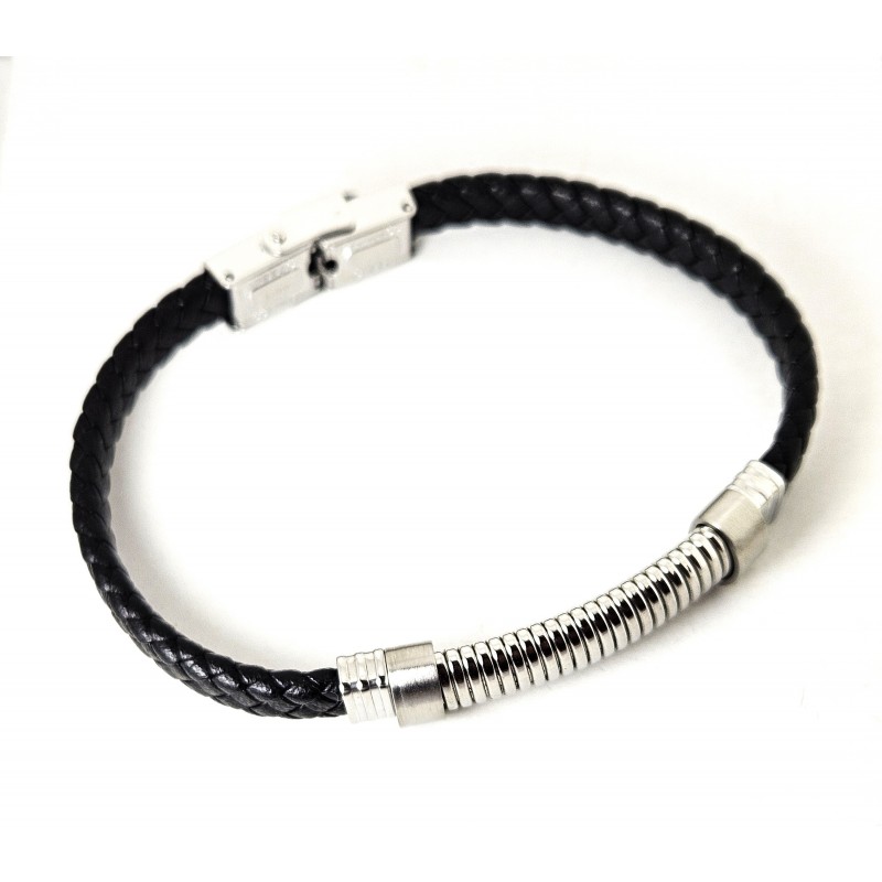 Bracciale Uomo Lotus Style LS2628/2/1 In Cuoio Nero E Acciaio