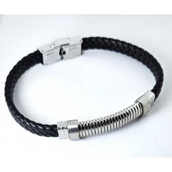 Bracciale Uomo Lotus Style LS2628/2/1 In Cuoio Nero E Acciaio
