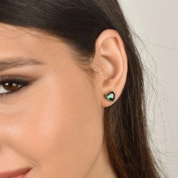 Orecchini Donna Luca Barra OK1315 In Acciaio Con Zircone Verde A Cuore