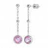 Orecchini Donna Luca Barra OK1698 In Acciaio Pendenti Con Zirconi Rosa