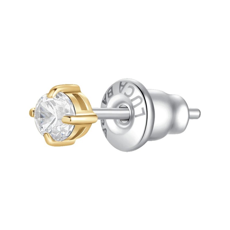 Mono Orecchino Unisex Luca Barra OK1468 Punto Luce In Acciaio Dorato Con Zircone 3 mm