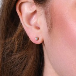 Mono Orecchino Unisex Luca Barra OK1468 Punto Luce In Acciaio Dorato Con Zircone 3 mm