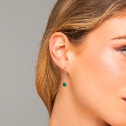 Orecchini Donna Luca Barra OK1699 Pendenti In Acciaio Con Zirconi Verdi
