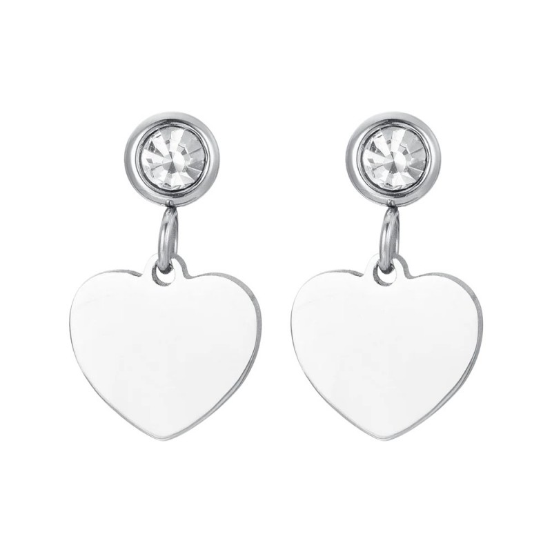 Orecchini Donna Luca Barra OK1339 In Acciaio Con Cuore E Strass