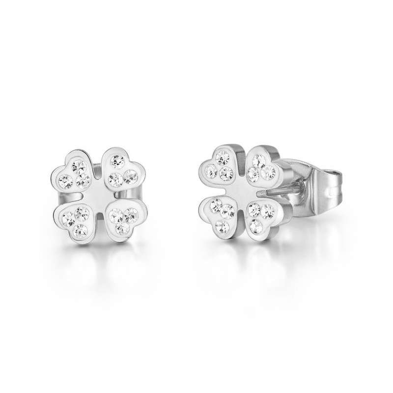 Orecchini Donna Luca Barra OK960 A Forma Di Quadrifoglio Con Strass
