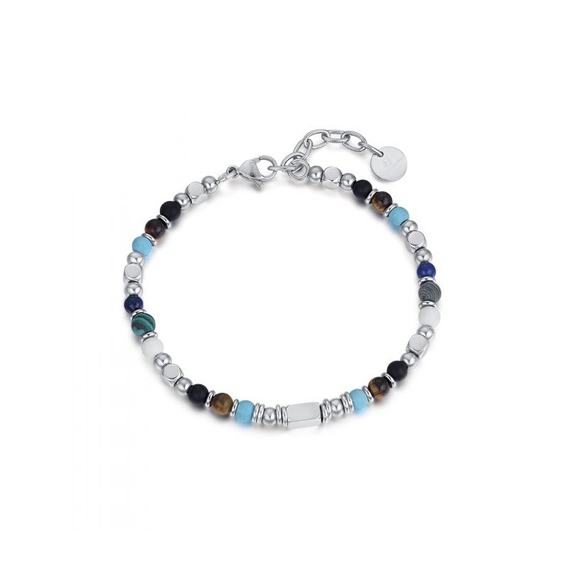 Bracciale Uomo Luca Barra BA1172 In Acciaio Con Pietre Multicolore