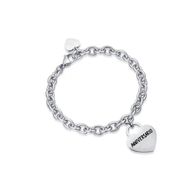Bracciale donna con cuore e scritta "ANNIVERSARIO" Luca Barra BK1923