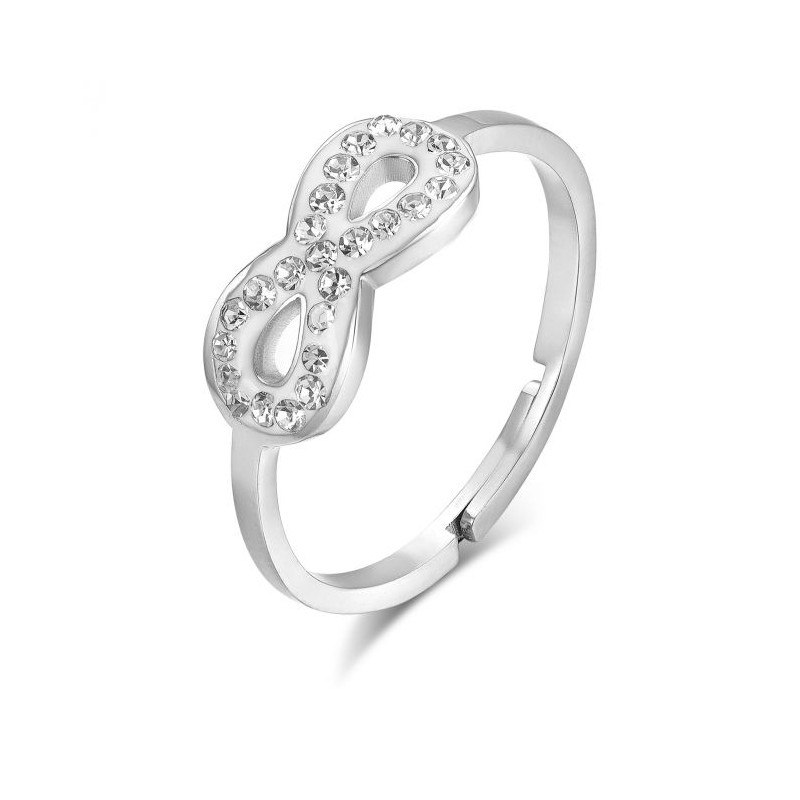 Anello Donna Luca Barra ANK189 In Acciaio Con Infinito E Strass