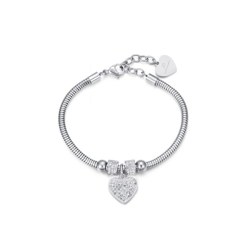 Bracciale Donna Luca Barra BK1933 In Acciaio Con Cuore Con Strass
