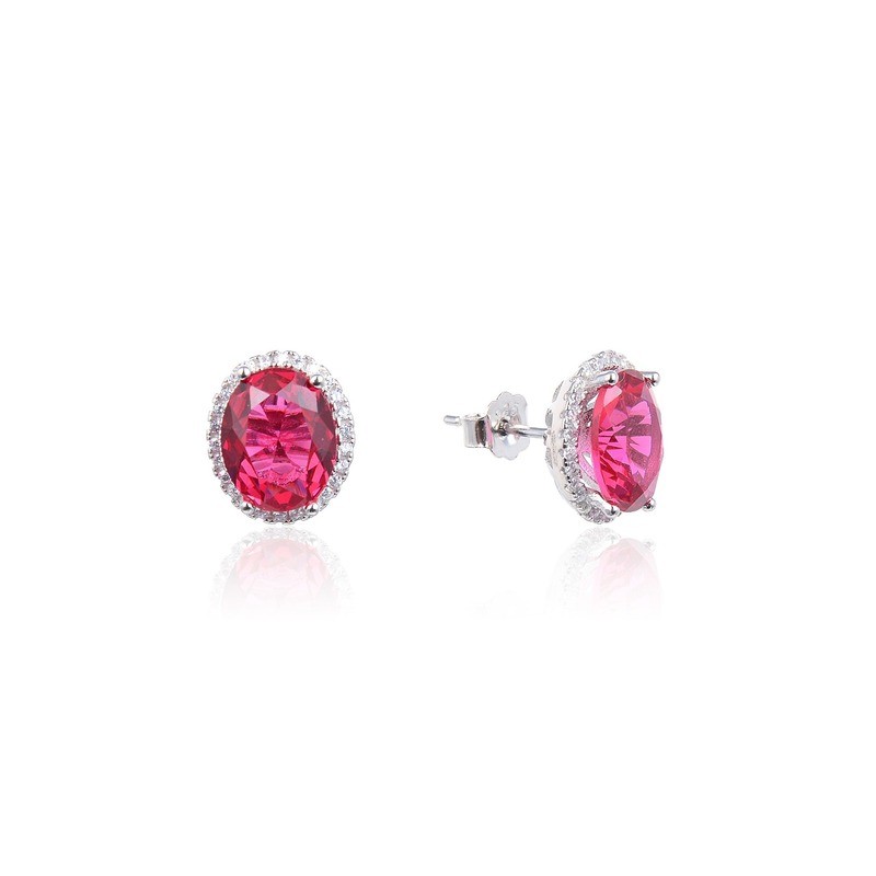 Orecchini a bottone con pietra rosso Trova Gioielli 5118-R