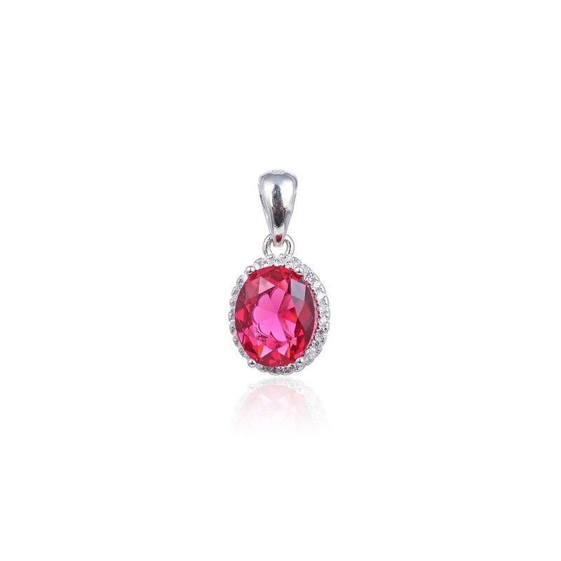 Pendente in argento con pietra rosso chiaro Trova Gioielli 5119-R