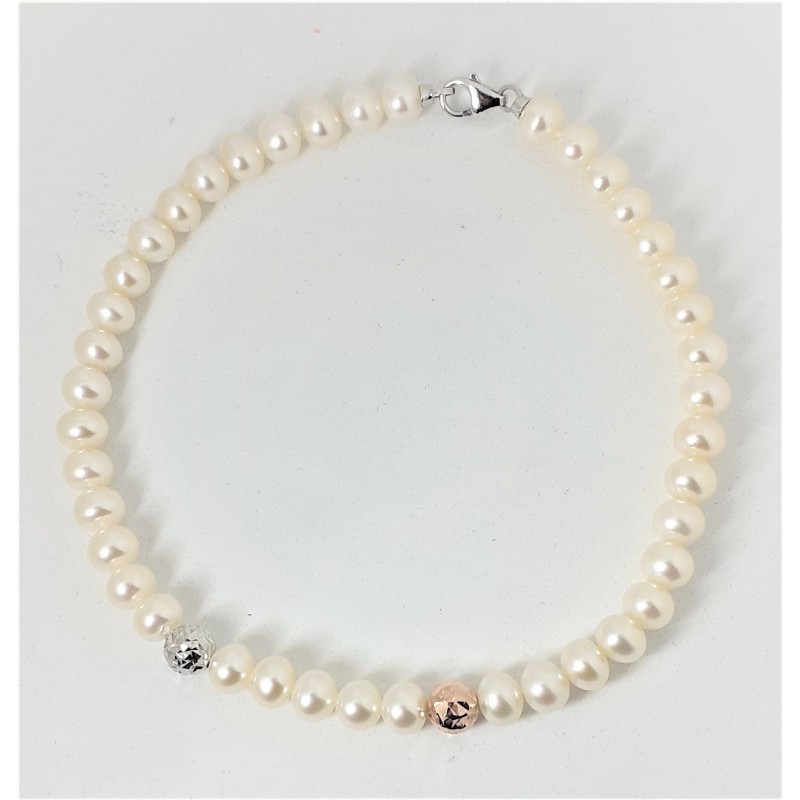 Bracciale Donna MIKIKO MB0931O7FCBI045-19 In Perle Di Acqua Dolce Con Sfere In Oro