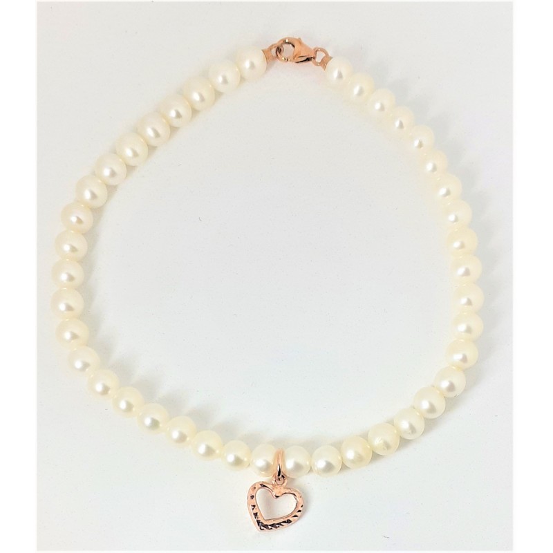 Bracciale in perle di acqua dolce con pendente cuore rosè MIKIKO MB0991O3FCBI045
