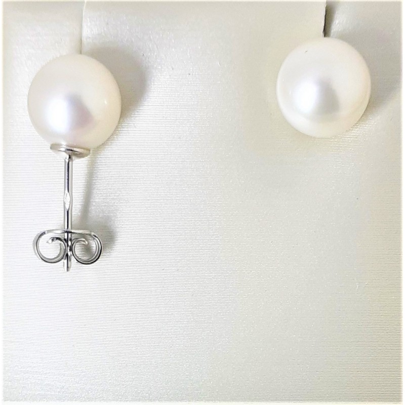 Orecchini in oro bianco a bottone con perle MIKIKO M.GTR90 B-P