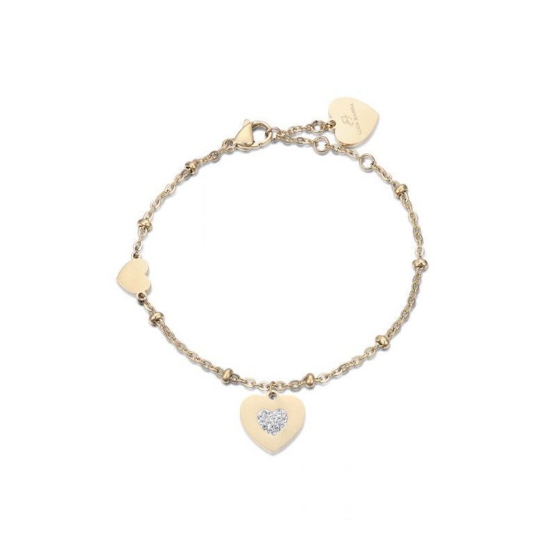 Bracciale donna in acciaio dorato con cuore Luca Barra BK1991
